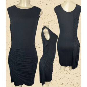 Marc Bouwer S Black Ruched Side Round Neck Fitted Sleeveless Above Knee Dress